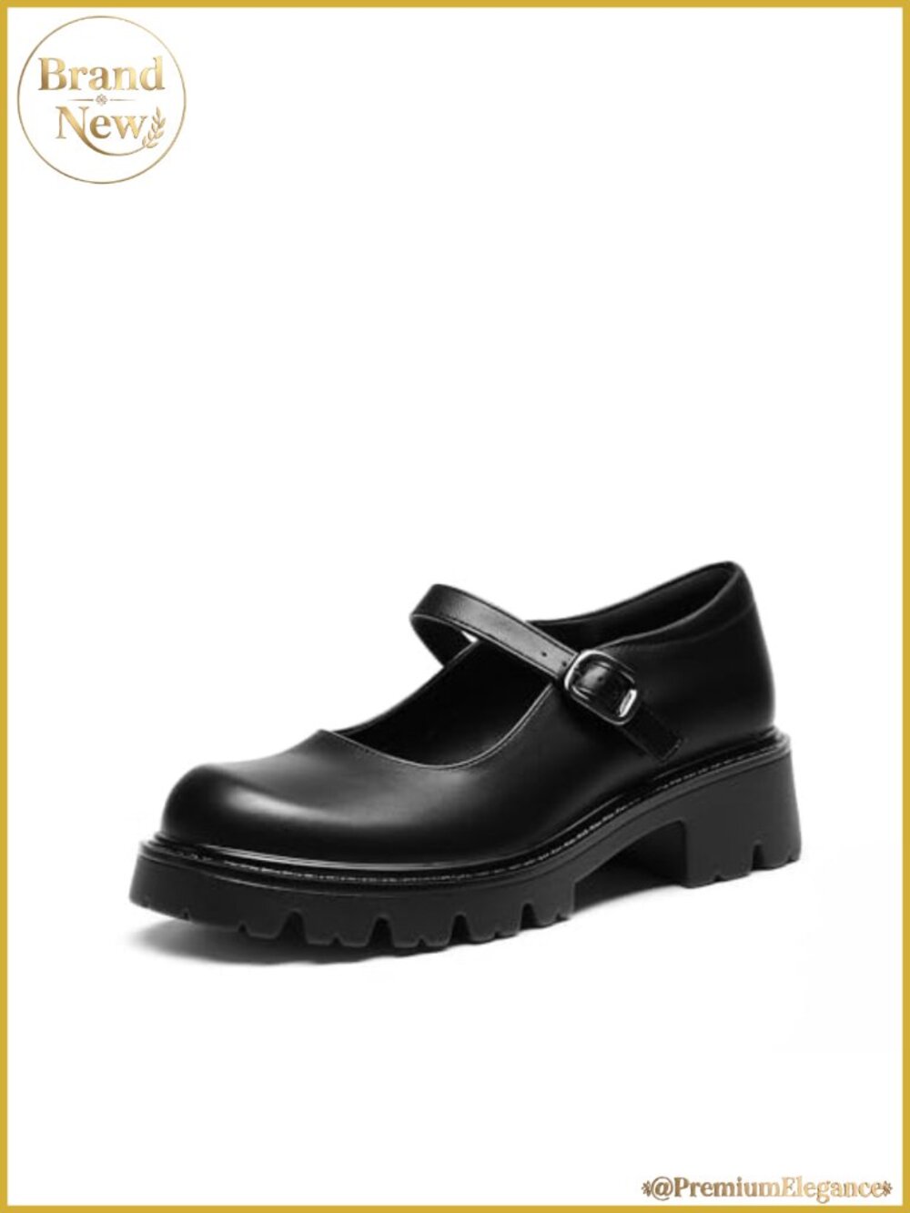 Mary Jane Platform Pumps - Faux Leather Block Heel Closed Toe Shoes